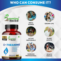 Humming Herbs L-Theanine with Ashwagandha, Chamomile, Magnesium, Vitamin B6, Vitamin B12 & Zinc | Veg Capsules | 912mg | 8-in-1 Daily Nutrition Blend