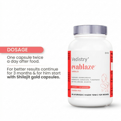 Vedistry® Evablaze Capsules | Ayurvedic Vigor Tonic for Women | Paraben Free | 60 Capsules