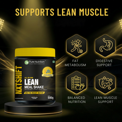 Pure Nutrition All-in-One Lean Meal Shake- 500g | Plant Protein Blend with L-Carnitine, Garcinia & Probiotics | Weight Management & Daily Nutrition Support | Chocolate Flavour