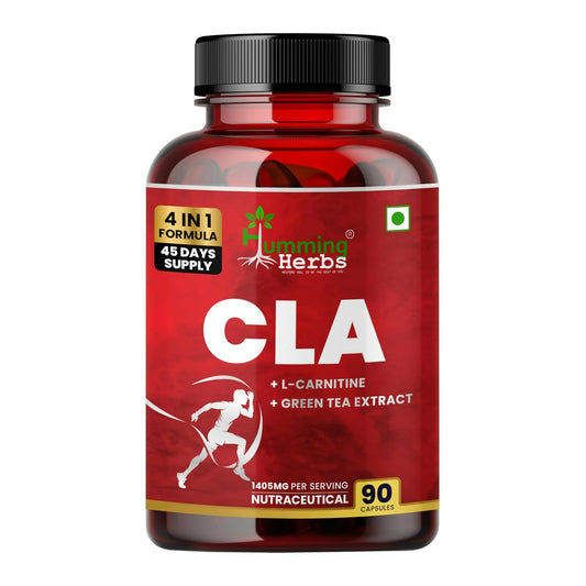 Humming Herbs CLA with L-Carnitine, Green Tea Extract & Piperine 4 in 1 Formula 90 Veg Capsules