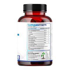 Humming Herbs 5-HTP+ with L-Theanine, L-Tryptophan, GABA, Valerian Root Extract, Chamomile Leaf, Passion Flower (Hydroxytryptophan) Mood & Sleep Support 7in1 | 650MG | 90 Caps