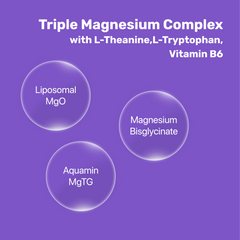 Newedge Triple Magnesium Complex | Aquamin MgTG® + Bisglycinate + Liposomal MgO | With L-Theanine, L-Tryptophan & Vitamin B6 | Deep Sleep, Muscle Recovery, Stress Relief & Bone Health.
