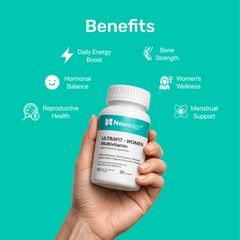 Newedge Ultrafit Women Multivitamin | 13 Vitamins, 10 Minerals, Amino Acids, Probiotics & Enzymes | Shatavari, Turmeric & Cranberry | Energy, Glow & Hormonal Balance.