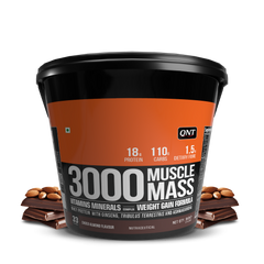 QNT Muscle Mass 3000 | Weight Gainer and Muscle Gainer Supplement (18g Protein, 1.5g Dietary Fibre, 110g Carbs) Per Serve