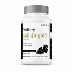 Vedistry® Shilajit Gold Capsules | Shuddha Shilajit & Suvarna Bhasma | Ayurvedic Vigor & Vitality Tonic | Paraben-Free | 60 Capsules
