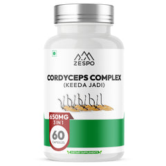Zespo Cordyceps Complex (Keeda Jadi) 650mg with Reishi & Turkey Tail Mushroom - 60 Capsules