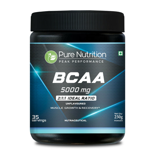 Pure Nutrition BCAA 2:1:1 (250g) | Unflavored Branched Chain Amino Acids with L-Leucine, L-Isoleucine & L-Valine | Sugar-Free Amino Acid Supplement | 35 Servings | Muscle Growth & Workout Recovery