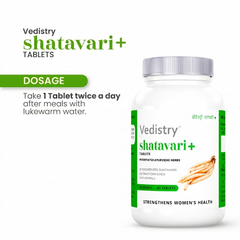 Vedistry® Shatavari+ Tablets | Standardized Shatavari Extract & Long Pepper | Strengthens Women's Health | 60 Tablets