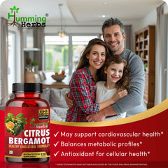 Humming Herbs Citrus Bergamot 15500mg - High Potency Cholesterol Support Supplement with Black Choke Berry, Niacin, Olive Leaf & Black Pepper Extract, Heart Health, Antioxidant, Vegan, Capsules