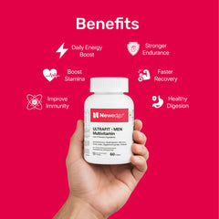 Newedge Ultrafit Men Multivitamin | 41-in-1 Formula | Vitamins, Minerals, Probiotics & Enzymes | Strength, Stamina, Focus & Recovery | For Gym & Active Men.