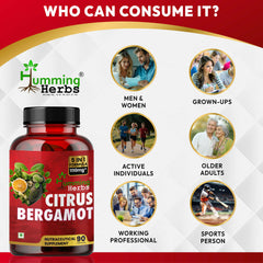 Humming Herbs Citrus Bergamot 15500mg - High Potency Cholesterol Support Supplement with Black Choke Berry, Niacin, Olive Leaf & Black Pepper Extract, Heart Health, Antioxidant, Vegan, Capsules