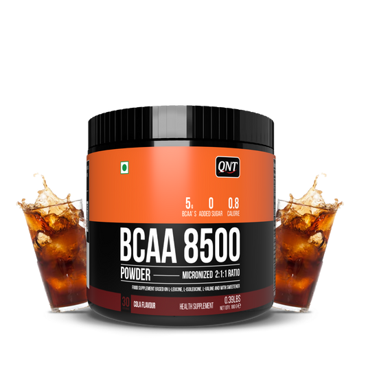 QNT BCAA 8500 | 180g | 30 Servings | 2500mg L-Leucine, 1250mg L-Isoleucine, 1250mg L-Valine | Hydration & Muscle Recovery Supplement | Pre/Post Workout for Strength & Stamina