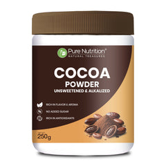 Pure Nutrition Cocoa Powder 250g | Rich Flavor & Aroma | Best for Baking, Beverages & Desserts |100% Plant Based & Alkalized | No Added Sugar