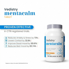 Vedistry® Mentacalm Tablets | Ayurvedic Stress & Anxiety Relief | Enriched with Ashwagandha, Brahmi & Shankhpushpi | Non-Drowsy Formula | 90 Tablets