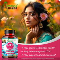 Humming Herbs UTI Wellness Essence Capsules 6-in-1 Formula D-Mannose, Cranberry Extract, Hibiscus Extract, Probiotics & Prebiotic