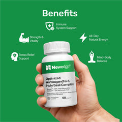 Newedge Ashwagandha & Holy Basil Complex | With Shoden® Ashwagandha & Ocitum™ Holy Basil Extract | Supports Stress, Energy & Wellness