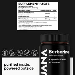 UJANA Berberine 1200mg with Alpha Lipoic Acid & Chromium | 3 IN 1 FORMULA | Vegetarian | 90 Capsules - 45 Day Pack