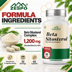 ZESPO® Beta Sitosterol Capsules | 1200 mg Plant Sterols Complex per Serving | Supports Immune Function & Healthy Cholesterol Levels | 60 Capsules