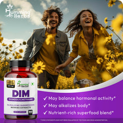 Humming Herbs DIM - Diindolylmethane - Alkalizing Extracts Spirulina,Berries Blend, Black Pepper Extract - 90 cap