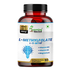 Humming Herbs L-Methylfolate (L-5-MTHF) with Vitamin B12, Vitamin B6 & Magnesium | 4-in-1 Daily Wellness Formula