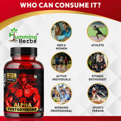 Humming Herbs Alpha Testosterone Supplement – Tribulus, Fadogia Agrestis, Epimedium (Horny Goat Weed), L‑Arginine, Beet Root, Tongkat Ali, Maca & Vitamin D3 – 120 Vegan Capsules (60 Servings)