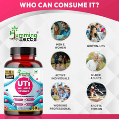Humming Herbs UTI Wellness Essence Capsules 6-in-1 Formula D-Mannose, Cranberry Extract, Hibiscus Extract, Probiotics & Prebiotic
