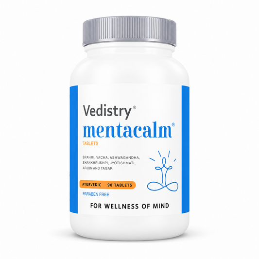 Vedistry® Mentacalm Tablets | Ayurvedic Stress & Anxiety Relief | Enriched with Ashwagandha, Brahmi & Shankhpushpi | Non-Drowsy Formula | 90 Tablets