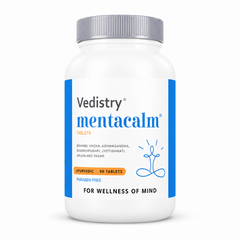 Vedistry® Mentacalm Tablets | Ayurvedic Stress & Anxiety Relief | Enriched with Ashwagandha, Brahmi & Shankhpushpi | Non-Drowsy Formula | 90 Tablets
