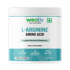 Weoliv L-Arginine Amino Acid Powder | Supports Recovery & Endurance | Unflavoured | 3g L-Arginine (Per Serve) | 100g