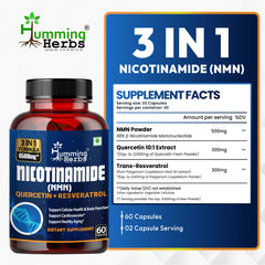 Humming herbs Humming herbs 100% 10 E14 Humming Herbs NMN Nicotinamide Mononucleotide with Resveratrol & Quercetin | Supports Cellular Health, Boosts NAD+ Levels, Promotes Energy & Healthy Aging | Advanced Anti-Aging Formula Summarise this data