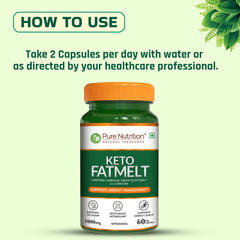 Pure Nutrition Keto FatMelt, 1000mg, with Garcinia Cambogia, Green Tea Extract & L-Carnitine Weight Management Supplement