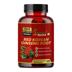 Humming Herbs Red Korean Ginseng with Ginkgo Biloba Leaf, Siberian Ginseng, Supports Energy, Concentration, Immune system and Improves Mental Clarity