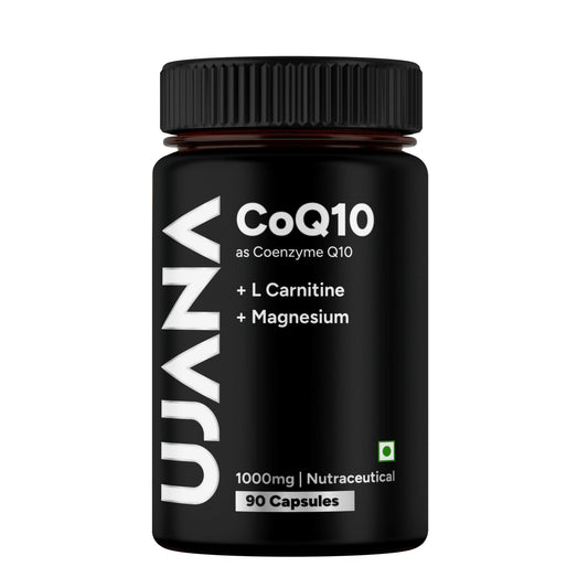 UJANA CoQ10 with L-Carnitine, Magnesium, Vitamin B12 & Vitamin D3 – 1000 mg Formula – 90 Vegetarian Capsules – 45 Day Pack Summarise this data UJANA CoQ10 with L-Carnitine, Magnesium, Vitamin B12 & Vitam