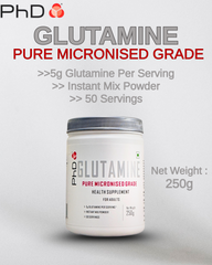PHD Glutamine – Pure Micronised L‑Glutamine, Unflavoured, 250 g