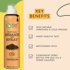 Pure Nutrition Black Sesame Oil Spray - 200ml | 100% Pure, Natural & Cold-Pressed | Cook Healthy with 10X Less Oil | Rich in Antioxidants & Nutrients | Ideal for Saut ing, Grilling & Salad Dressings | Heart-Healthy Oil