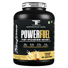 Trueforma® PowerFuel Tri-Power Whey Protein Powder – 25g Protein, 5.5g BCAAs, 2.7g Leucine & 4.1g Glutamine | Enriched with Creatine, Ashwagandha & Schisandra Extract | Muscle Growth, Strength & Recovery Support| 50 Servings (2kg