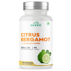 ZESPO® Citrus Bergamot with Olive Leaf Powder | 1200 mg per Serving | 800 mg Bergamot Fruit Extract + 400 mg Olive Leaf Powder | 90 Vegetarian Capsules