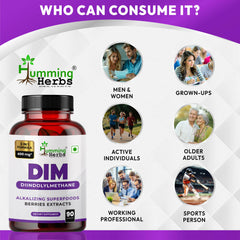 Humming Herbs DIM - Diindolylmethane - Alkalizing Extracts Spirulina,Berries Blend, Black Pepper Extract - 90 cap