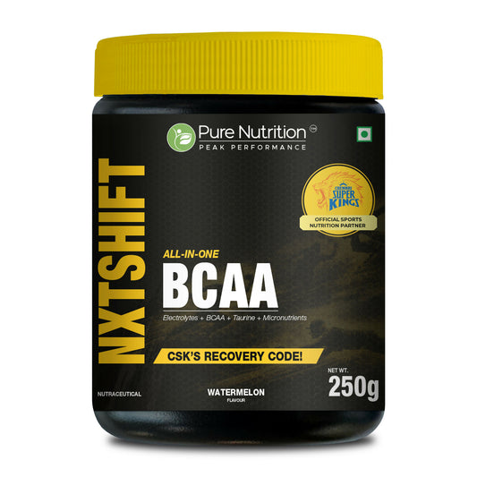Pure Nutrition BCAA Powder - 250g (Watermelon Flavor) | 2:1:1 Ratio Amino Acids with L-Glutamine & Citrulline Malate | Intra-Workout Energy & Muscle Recovery Supplement for Men & Women