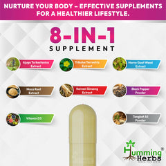 Humming Herbs Turkesterone Ecdysterone Ajuga Turkestanica Supplement with Tongkat Ali Horny Goat weed & maca