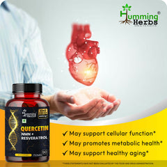 Humming Herbs Quercetin Supplement - NMN plus Resveratrol Extract - 90 Capsules