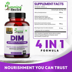 Humming Herbs DIM - Diindolylmethane - Alkalizing Extracts Spirulina,Berries Blend, Black Pepper Extract - 90 cap