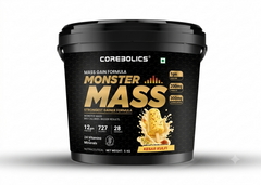 Corebolics Monster Mass Gain Formula | High Calorie Gainer | 12g Protein, 727 Calories | Creatine, Tribulus & Ashwagandha | Kesar Kulfi Flavor (5 kg)