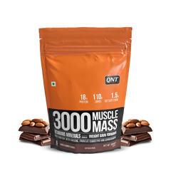 QNT Muscle Mass 3000 | Weight Gainer and Muscle Gainer Supplement (18g Protein, 1.5g Dietary Fibre, 110g Carbs) Per Serve