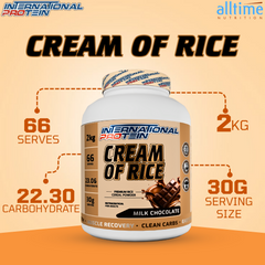 International Protein® Cream of Rice Powder | Premium Rice Cereal | 22.3g Clean Carbs & Easy Digesting | Supports Muscle Recovery & Daily Energy | 66 Servings | 2kg (Milk Chocolate)