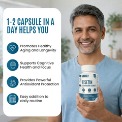 Eternell® Fisetin (Strawberry Extract) Capsules | 100 MG | Supports Brain Health, Antioxidant Defense & Daily Vitality | 60 Capsules