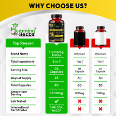 Humming Herbs Berberine+ 1200mg with Chromium, Gymnema, Cinnamon & ALA | 6-in-1 Herbal Formula | 90 Veg Capsules | 45 Days Supply | Sugar-Free & Non-GMO