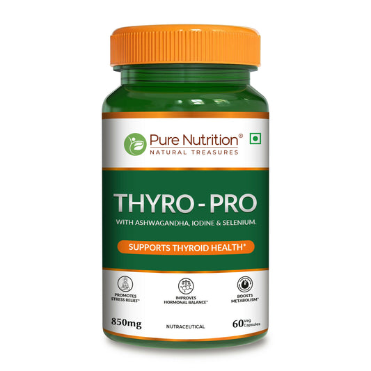 Pure Nutrition Thyro Pro - 60 Veg Capsules | With Ashwagandha, Iodine & Selenium | Supports Thyroid Function, Balances Hormones| Promotes Overall Wellness