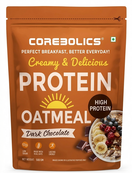 Corebolics Protein Oatmeal | Creamy & Delicious | High Protein | Dark Chocolate Flavour | 500g