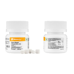 Newedge Plant Based Vitamin D3+K2 | Vitashine® + MenaquinGold® | 100% Vegan | Calcium Direction to Bones | Immunity, Heart & Bone Strength | Orange Flavour Melt Tablets